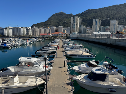 Marina walkway and boats